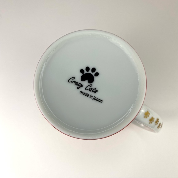 Crazy Cats Japan Red Black Gold Kitten Paw Prints 8 Fl Oz Coffee Tea Mug Cup - Picture 8 of 8